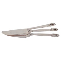 Georg Jensen Acorn. Three fish knives in sterling silver.