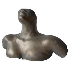 Escultura de busto femenino desnudo de bronce patinado de los años 60