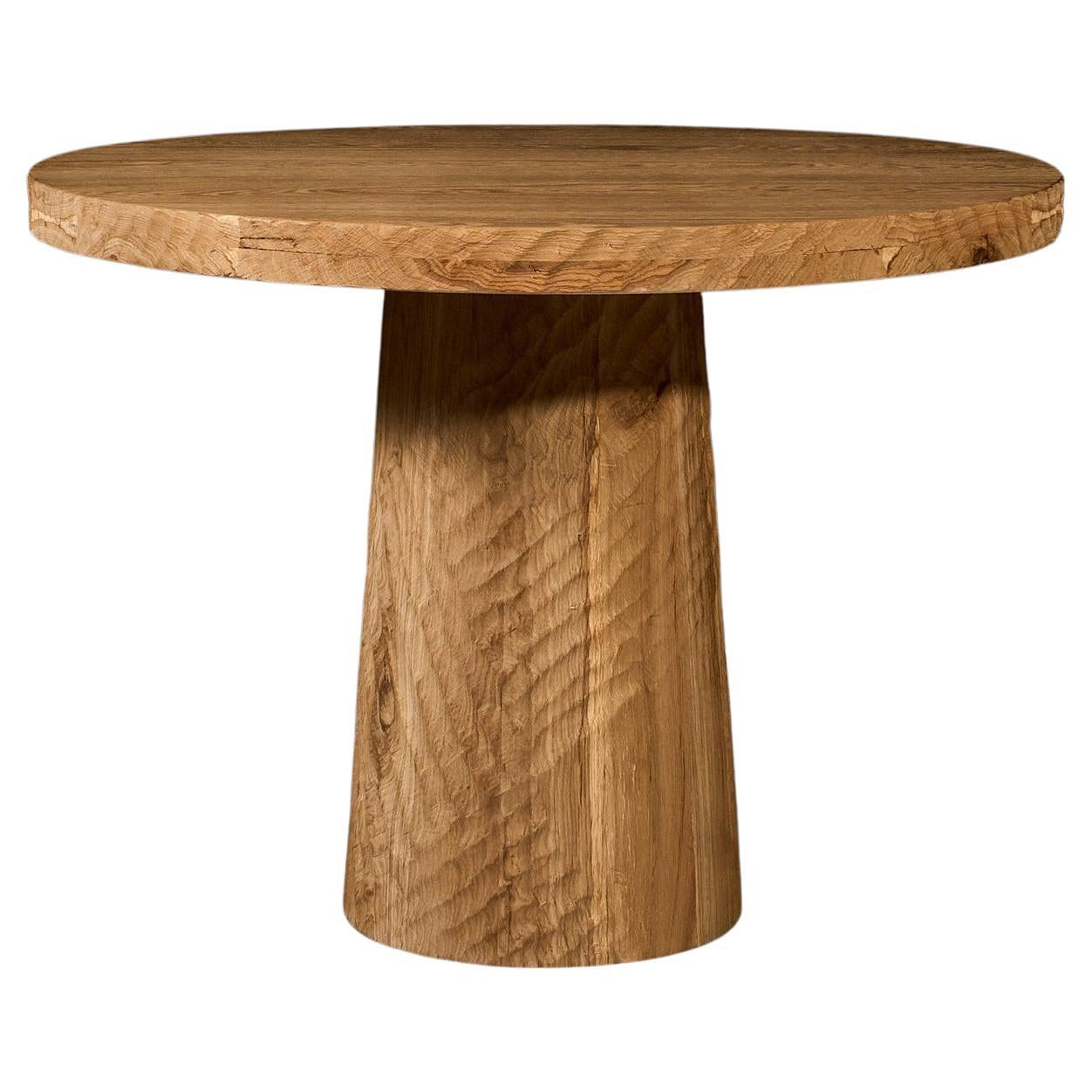 Runder Tisch im brutalistischen Vintage-Stil aus gealterter Eiche, 160 cm