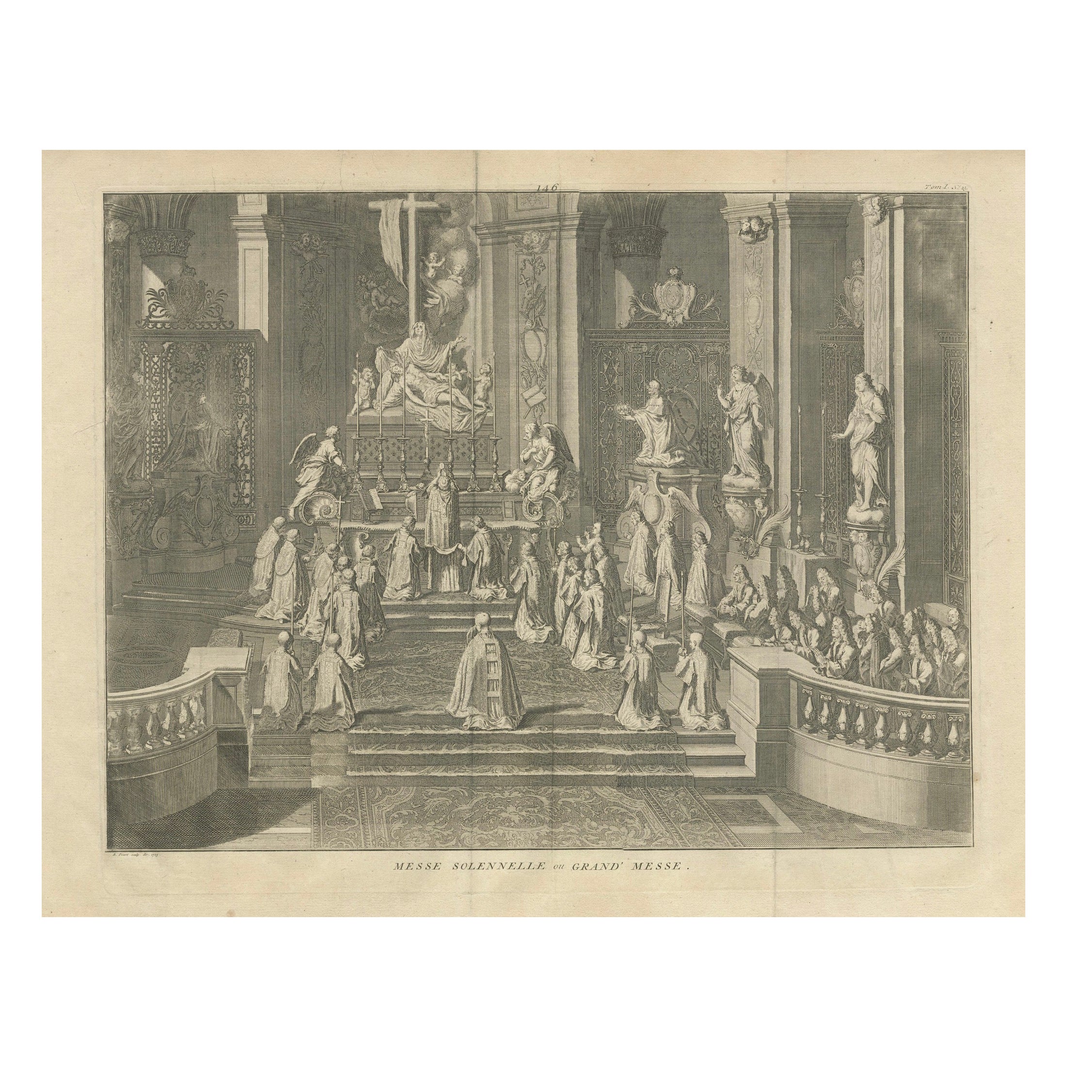 Celebrazione di una messa solenne, Bernard Picart, 1725, incisione in vendita