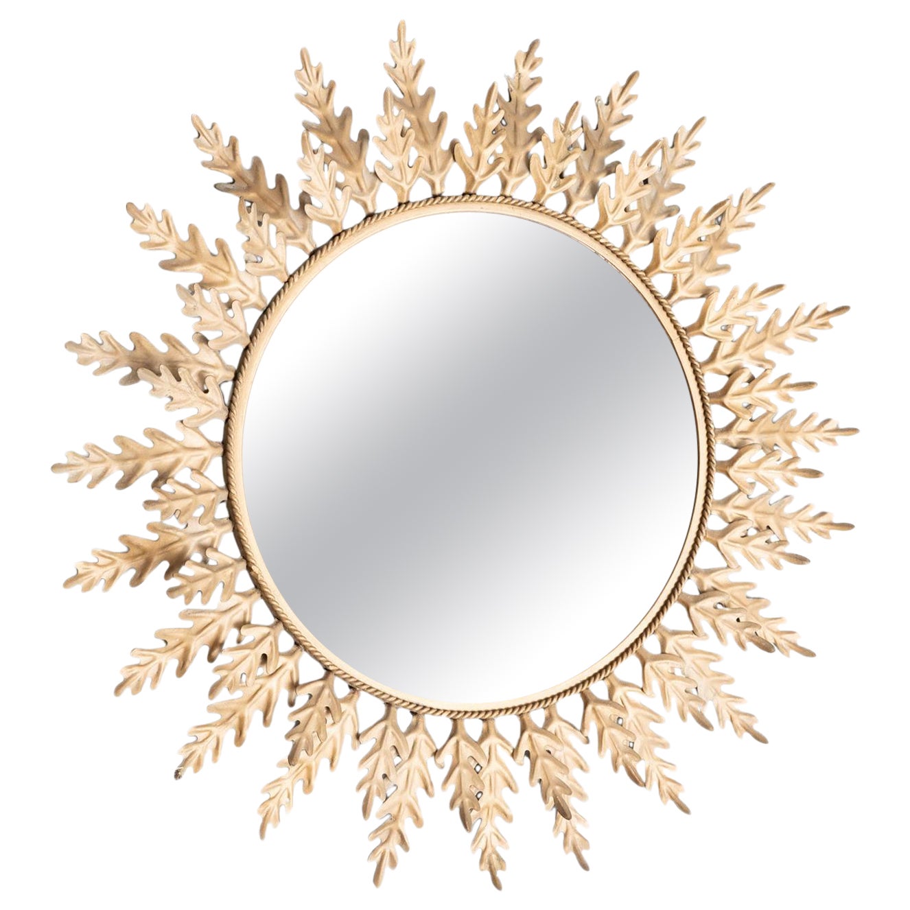 Espejo moderno de mediados de siglo Sunburst Latón, hacia 1960