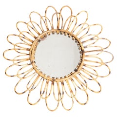 Miroir moderne du milieu du siècle en bambou et rotin Handcraft, circa 1960