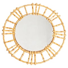 Miroir moderne du milieu du siècle en bambou et rotin Handcraft, circa 1960