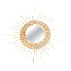 Miroir Modernity Sunburst Rattan Handcraft, circa 1960