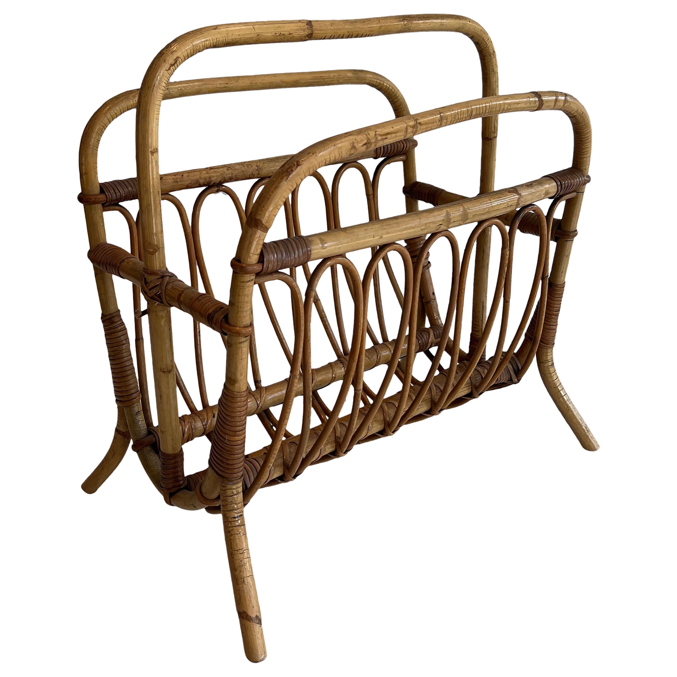 Rattan magazine rack
