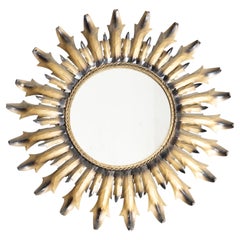 Mid-Century Modern Sunburst Mirror Brass, circa 1960