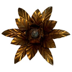 Gilt Metal Flower Wall Lights or Ceiling Light in the Style of Maison Jansen