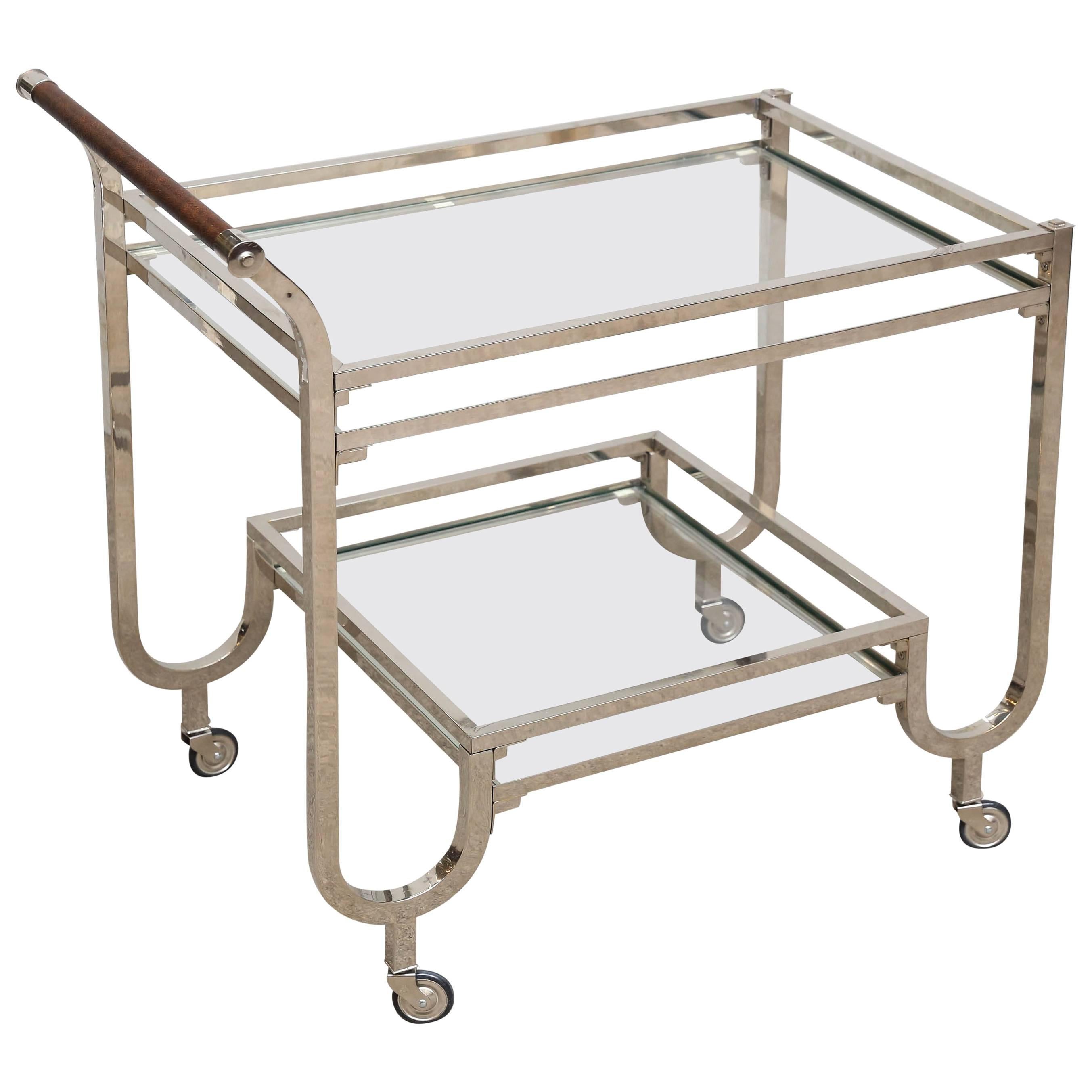 Art Deco Hungarian Chrome Glass Bar Cart