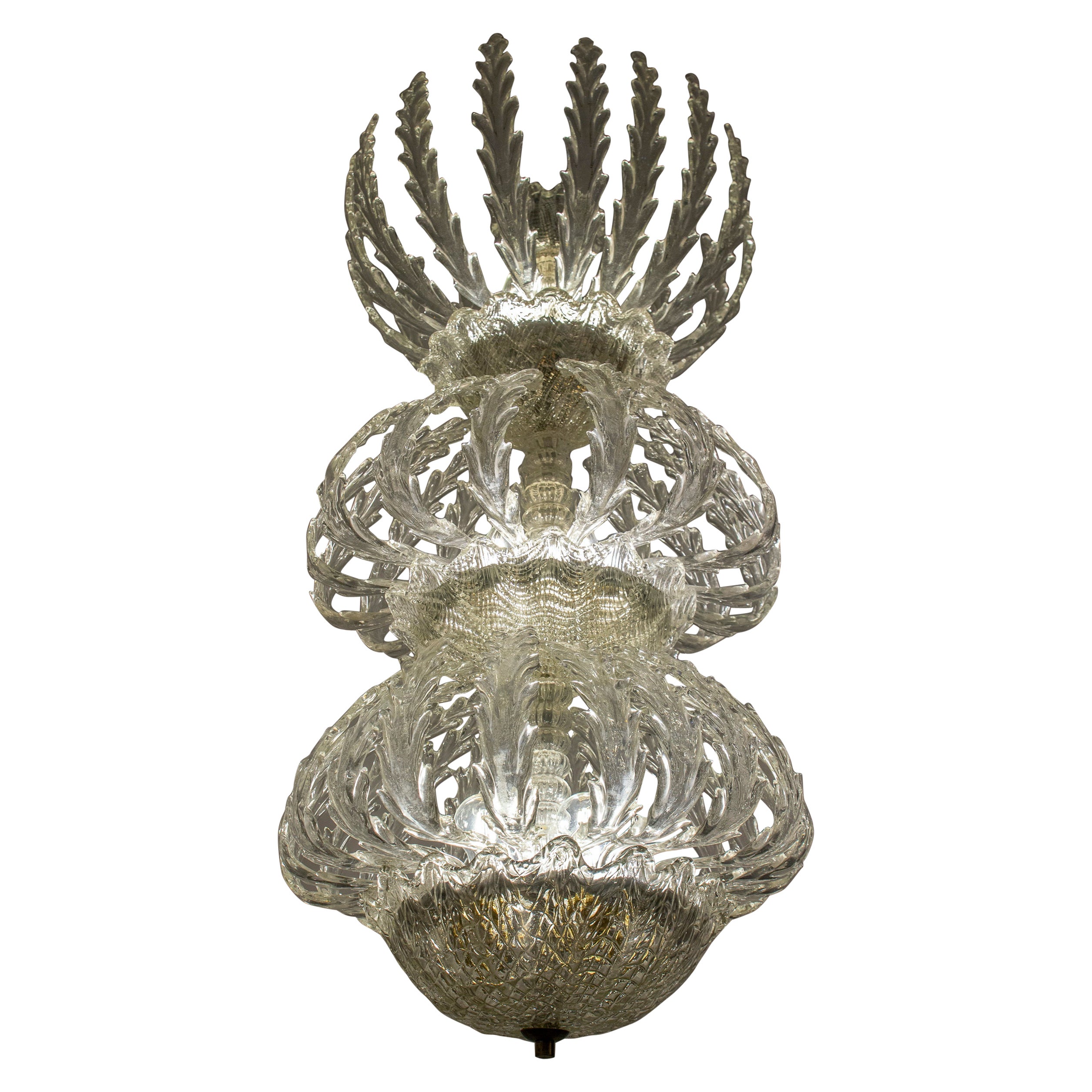 Iconic Art Deco Murano Glass Chandelier by Ercole Barovier, 1930s