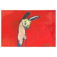 Large format figurative painting "Le Lapin" by Francky Criquet