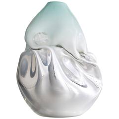 Unique Crumpled Vessel in Silver Mirrored Glass by Jeff Zimmerman, 2010 12