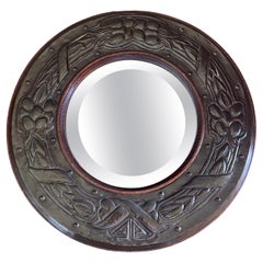 Arts & Crafts Circular Framed Mirror