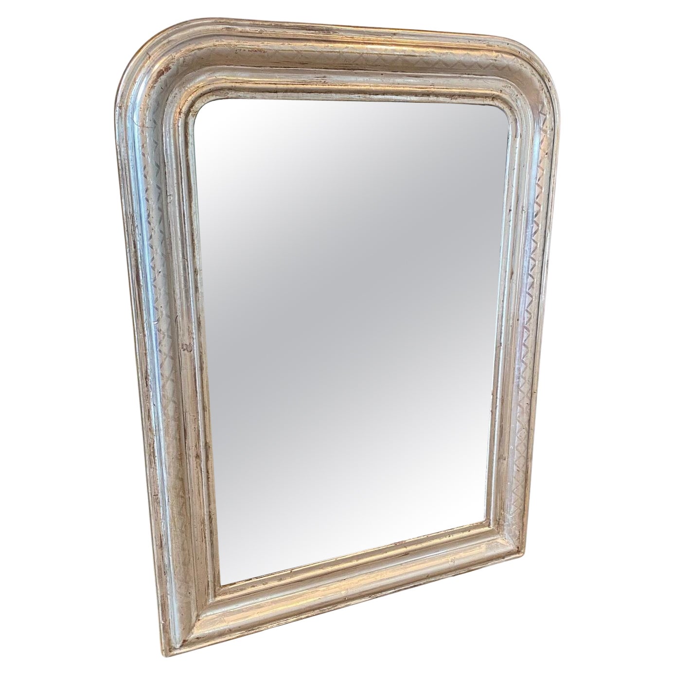 French Antique French 19th Century Silver Gilt Louis Philippe Mirror