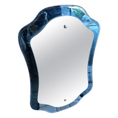 1970s Space Age Cristal Arte Well Shaped Blue Mirror