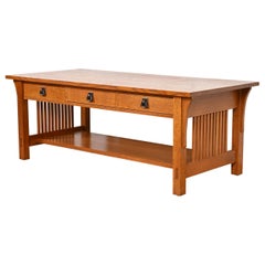 Stickley Mission Oak Arts & Crafts Two-Tier Coffee Table