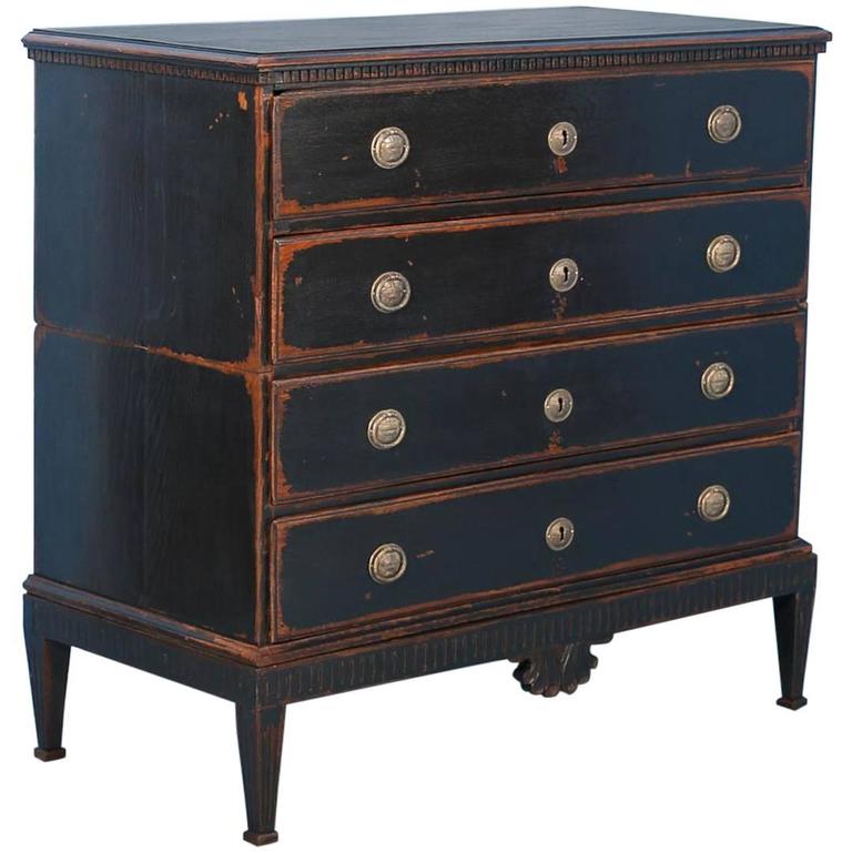 Antique Louis Xvi Black Chest Of Drawers Sweden Circa 1800 1820 At Antique Louis Xvi Black Chest Of Drawers Sweden Circa 1800 1820 For