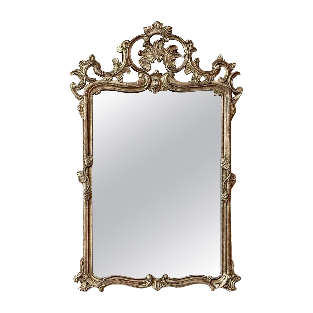 Antike italienische geschnitzt Giltwood Rokoko-Stil Spiegel im Angebot