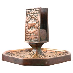 Tiffany Studios New York Porte-boîte d'allumettes Zodiac Doré en bronze