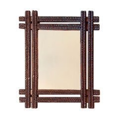 Tramp Art Chip Carved Frame with Mirror, circa 1920s