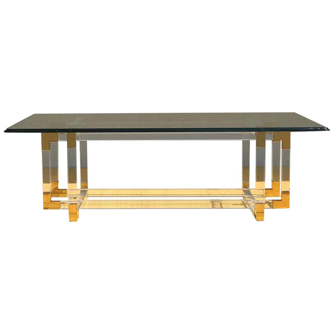 Table à cocktail/table basse « Metric Line » en Lucite et laiton de Charles Hollis Jones