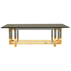 Lucite and Brass "Metric Line" Cocktail/Coffee Table by Charles Hollis Jones