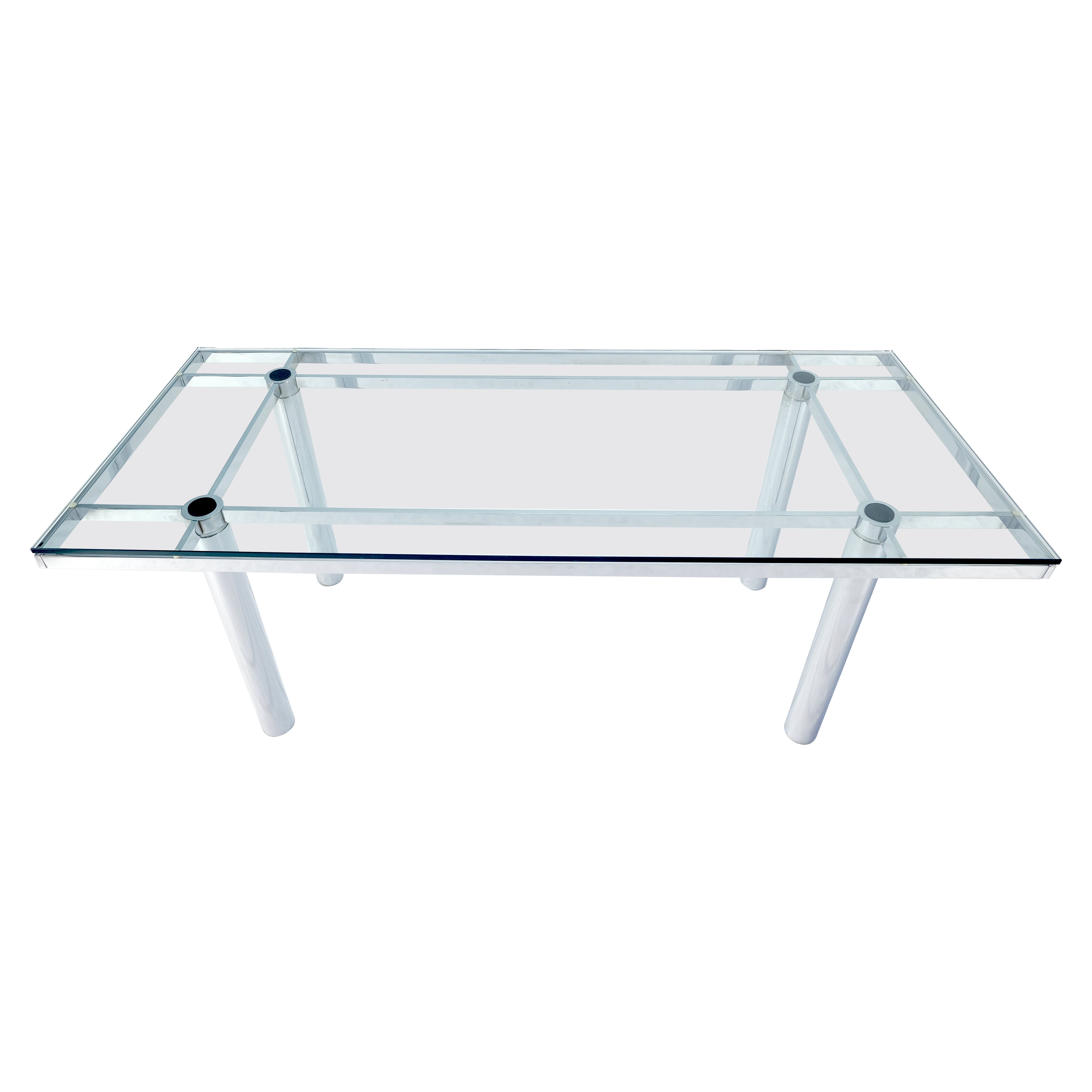 Tobia Scarpa Chrome Base Rectangle Glass Top 4 Cylinder legs Dining Table Mint!