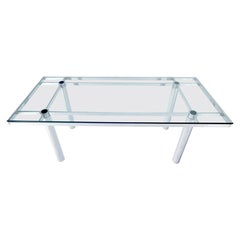Tobia Scarpa Chrome Base Rectangle Glass Top 4 Cylinder legs Table de salle à manger Mint !