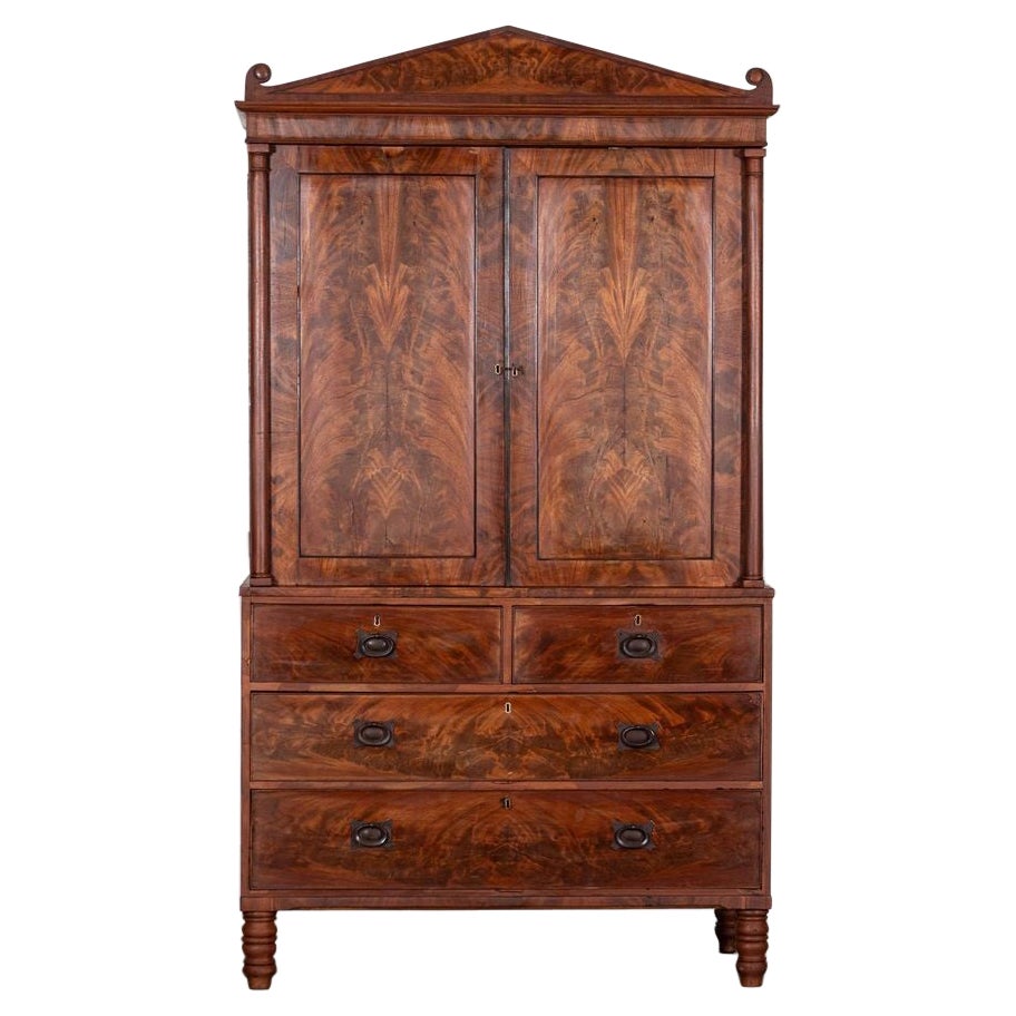 19thC English Mahogany Linen Press