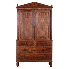Antique 19thC English Mahogany Linen Press