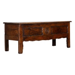 Large French 19thC Oak Carved Coffer / Window Chest