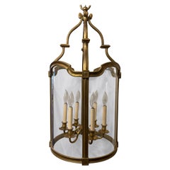 Wonderful English Regency Hansom Bronze Large 6 Light Lantern Chandelier Fixture