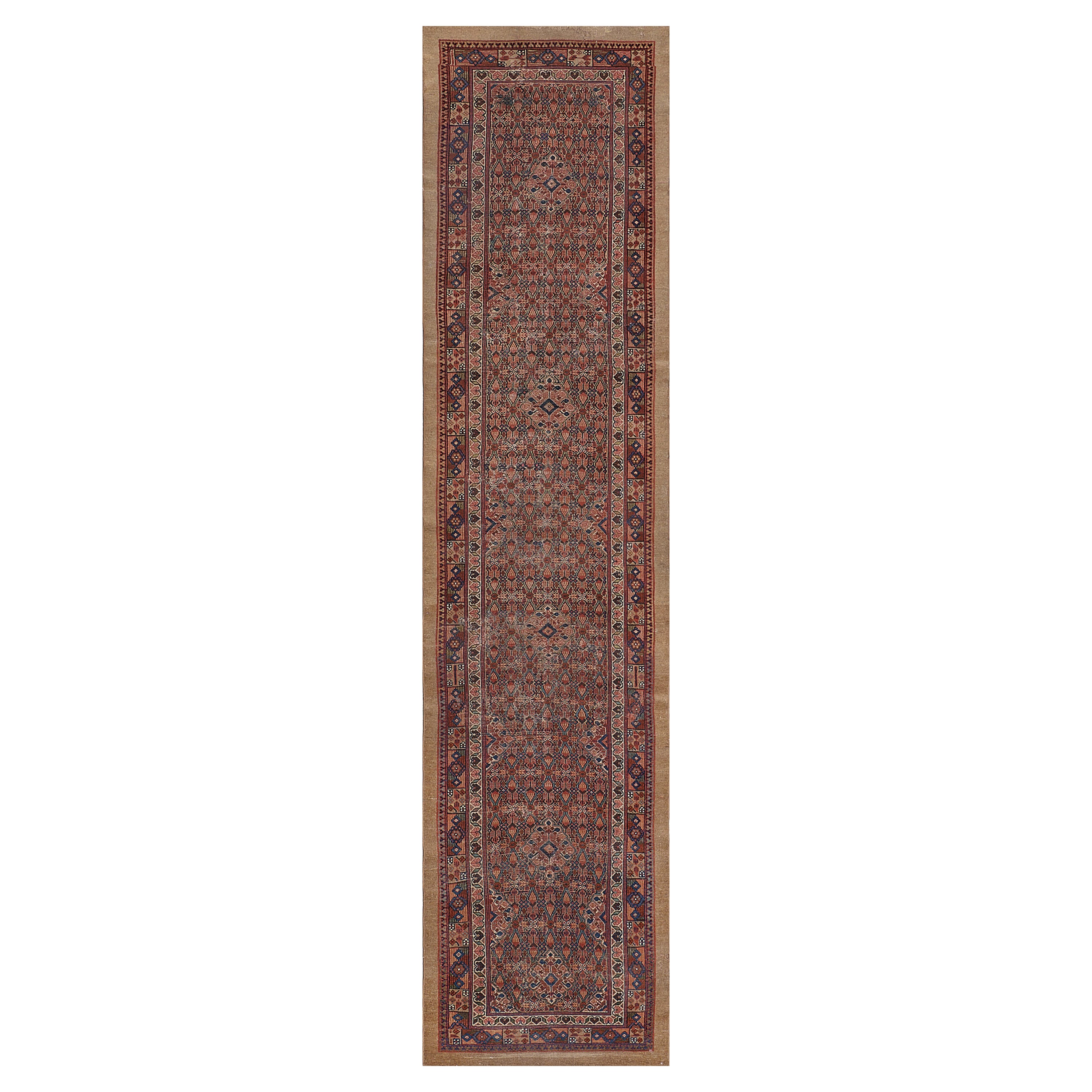 Antique Hand-Woven Wool Persian Serab Runner