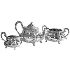 English Silver Three-Piece Tea Set, Robert Hennell, London, 1830-1839