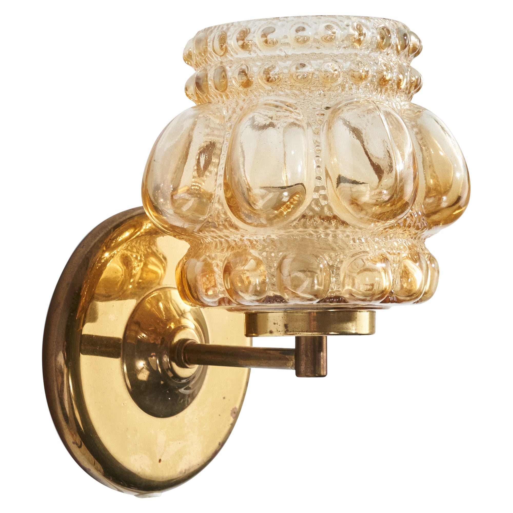 Helena Tynell, Wall Light, Brass, Glass, Sweden, 1960s