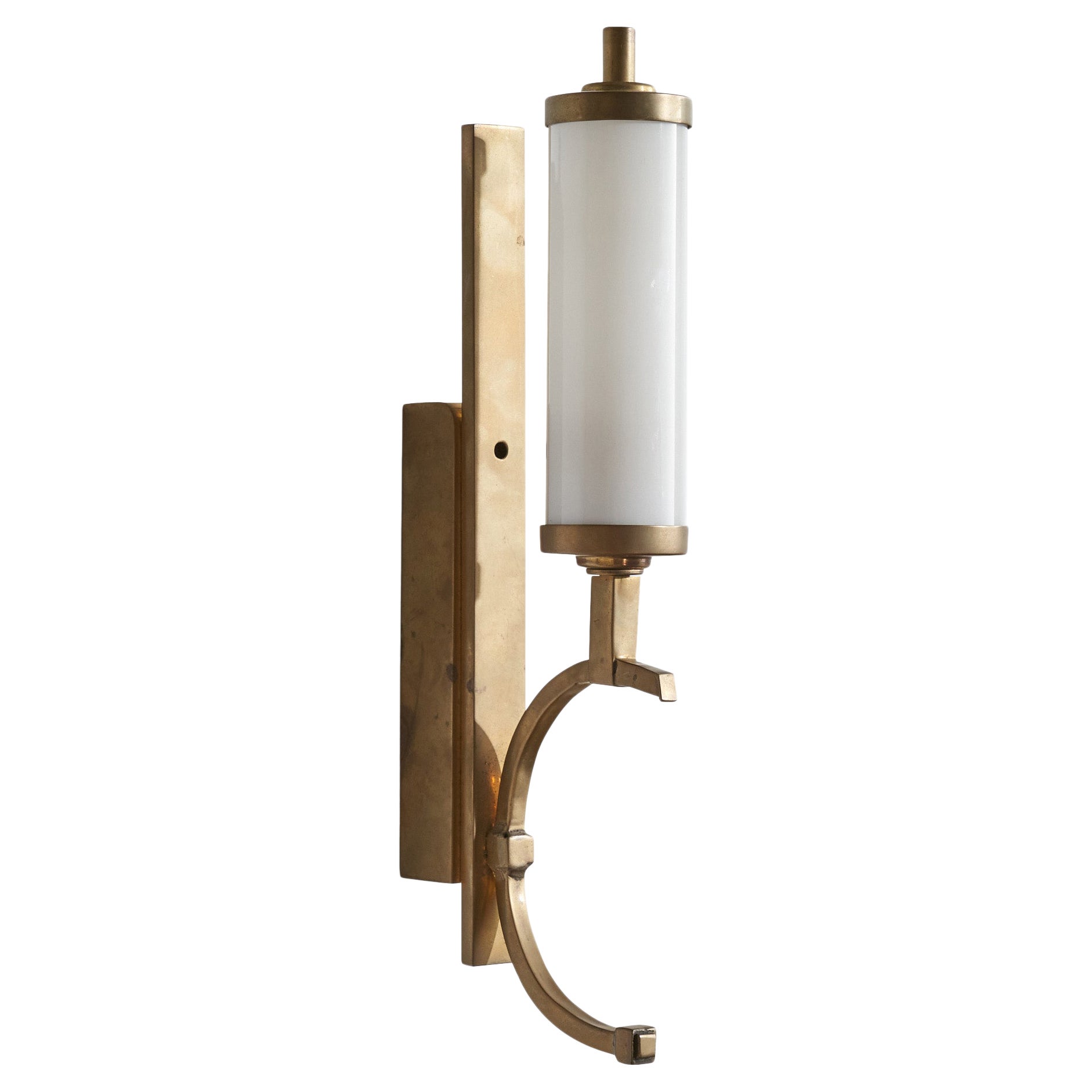 Designer autrichien, Wall Light, laiton, verre, Autriche, années 1930