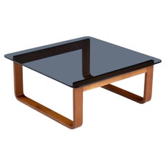 Teak & Smoked Glass 1970s Fred Lowen for Tessa End Table