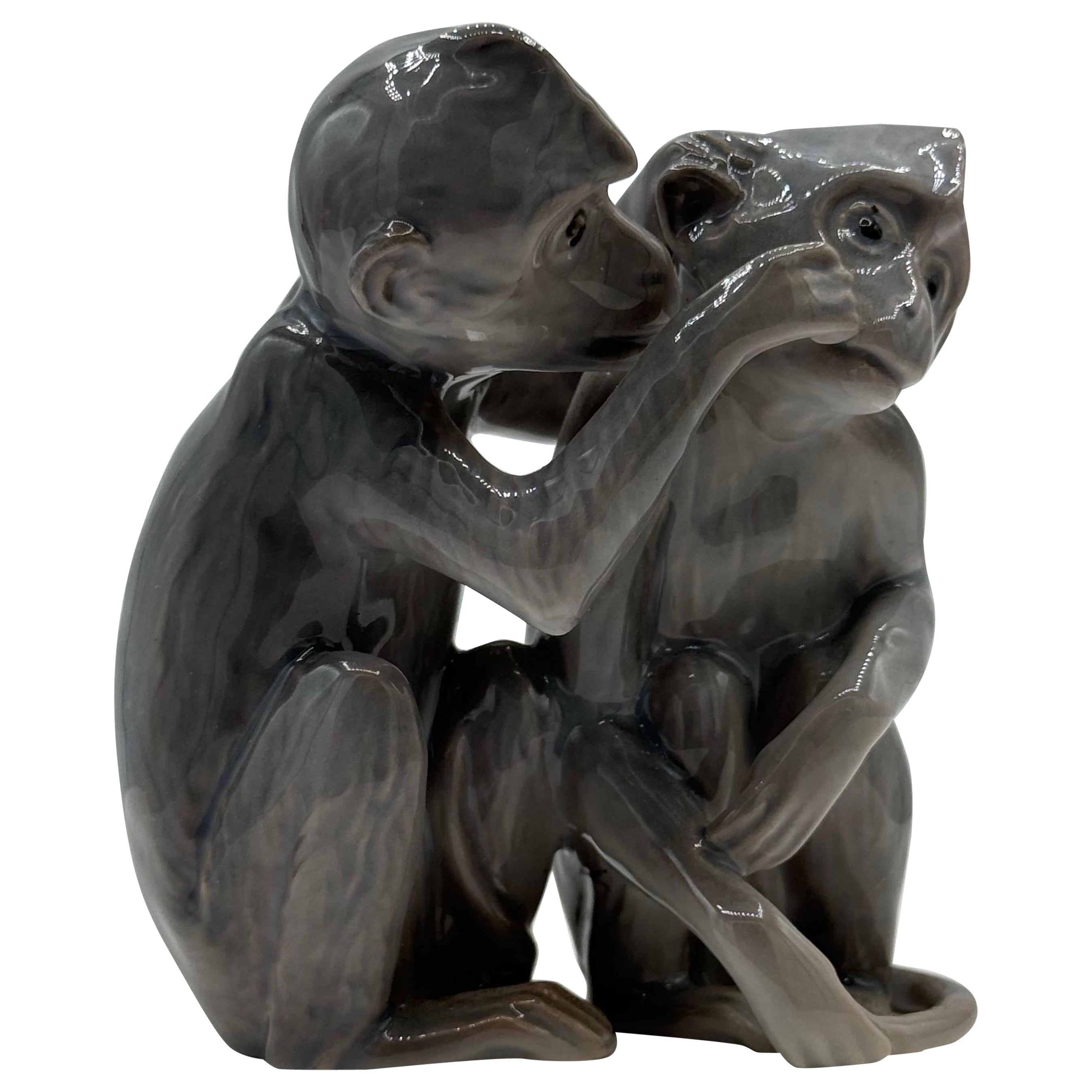 Figurine di scimmie in porcellana Bing & Grondahl