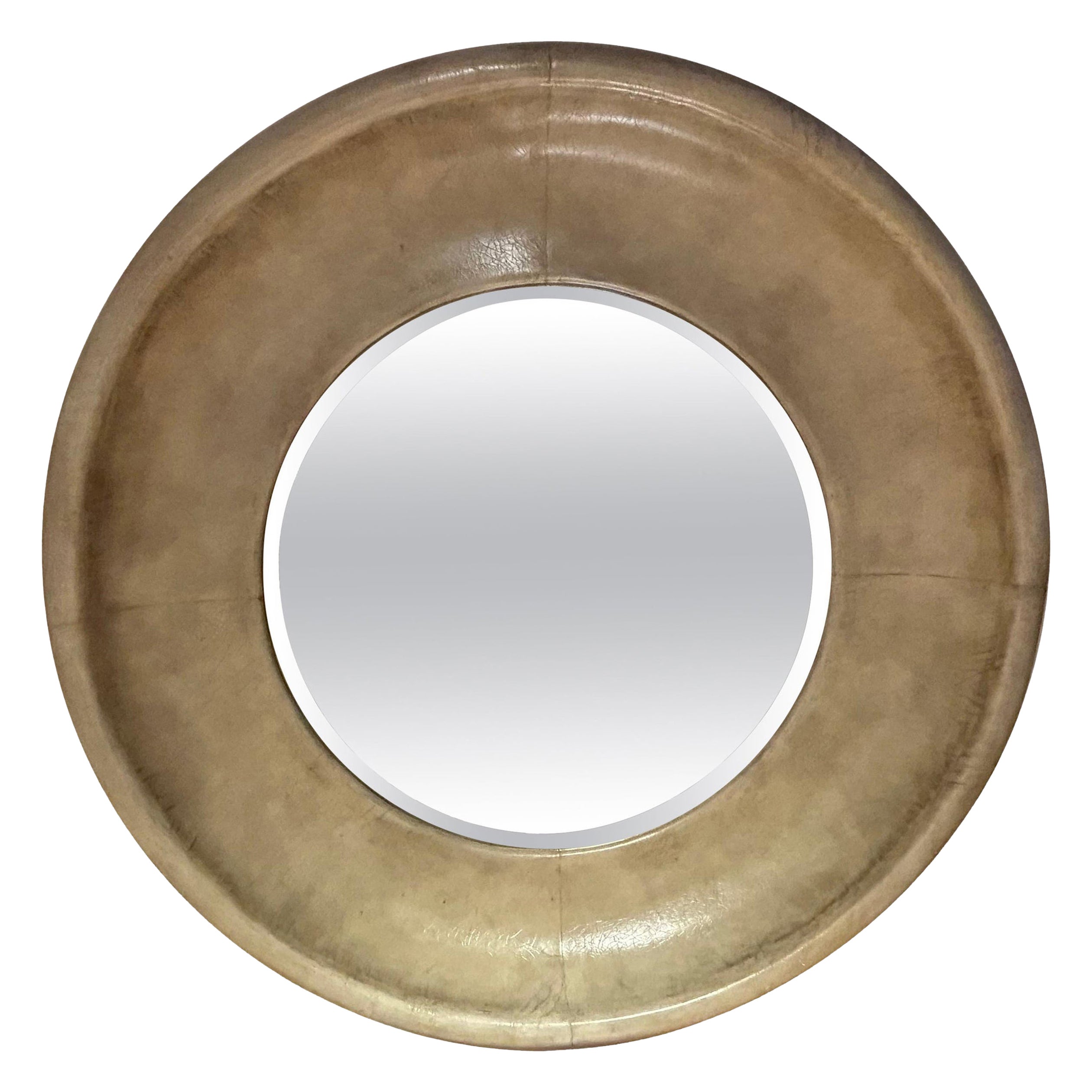 Karl Springer Style Goatskin Beveled Mirror