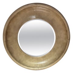 Karl Springer Style Goatskin Beveled Mirror