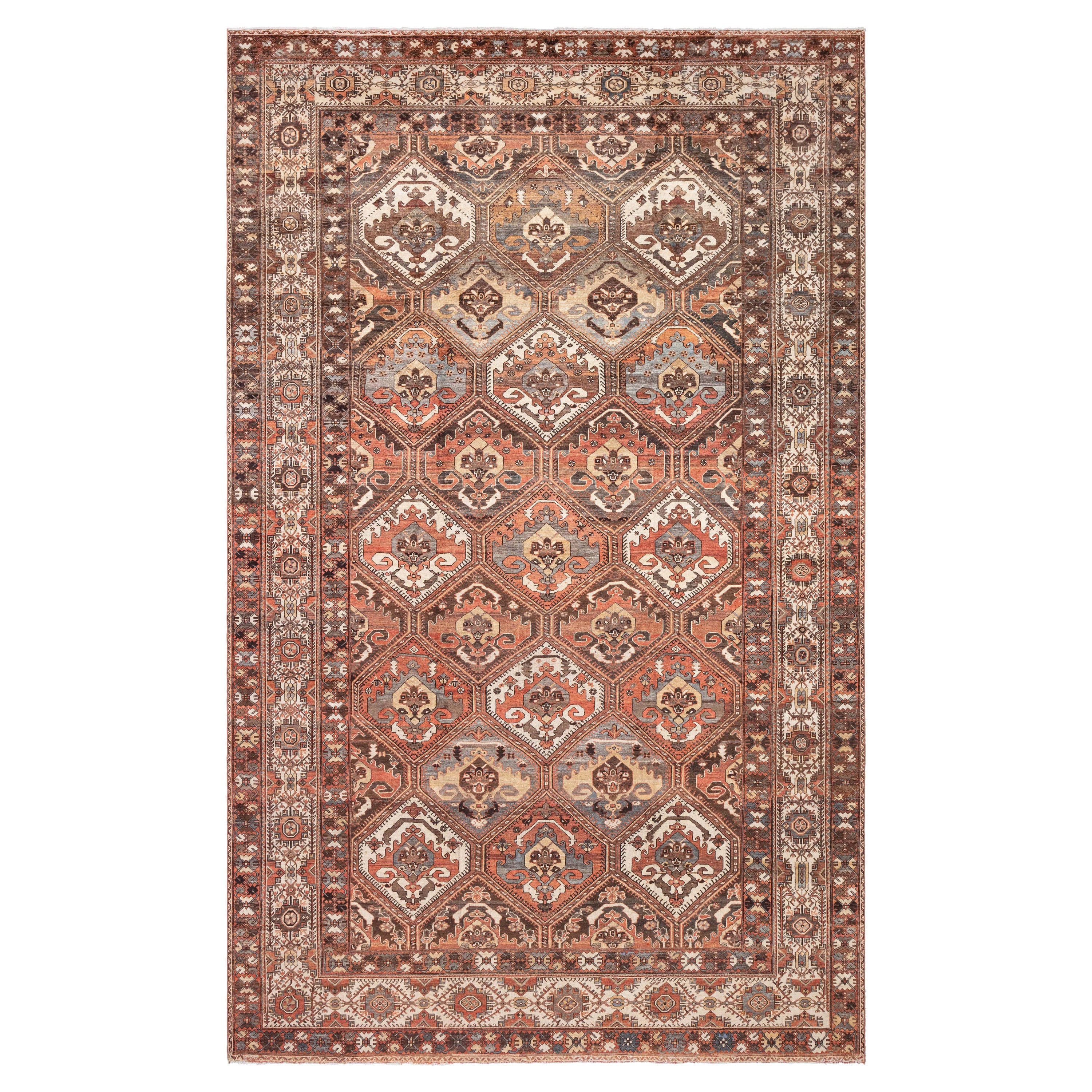 Doris Leslie Blau Authentic Persian Bakhtiari Handmade Wool Rug For Sale