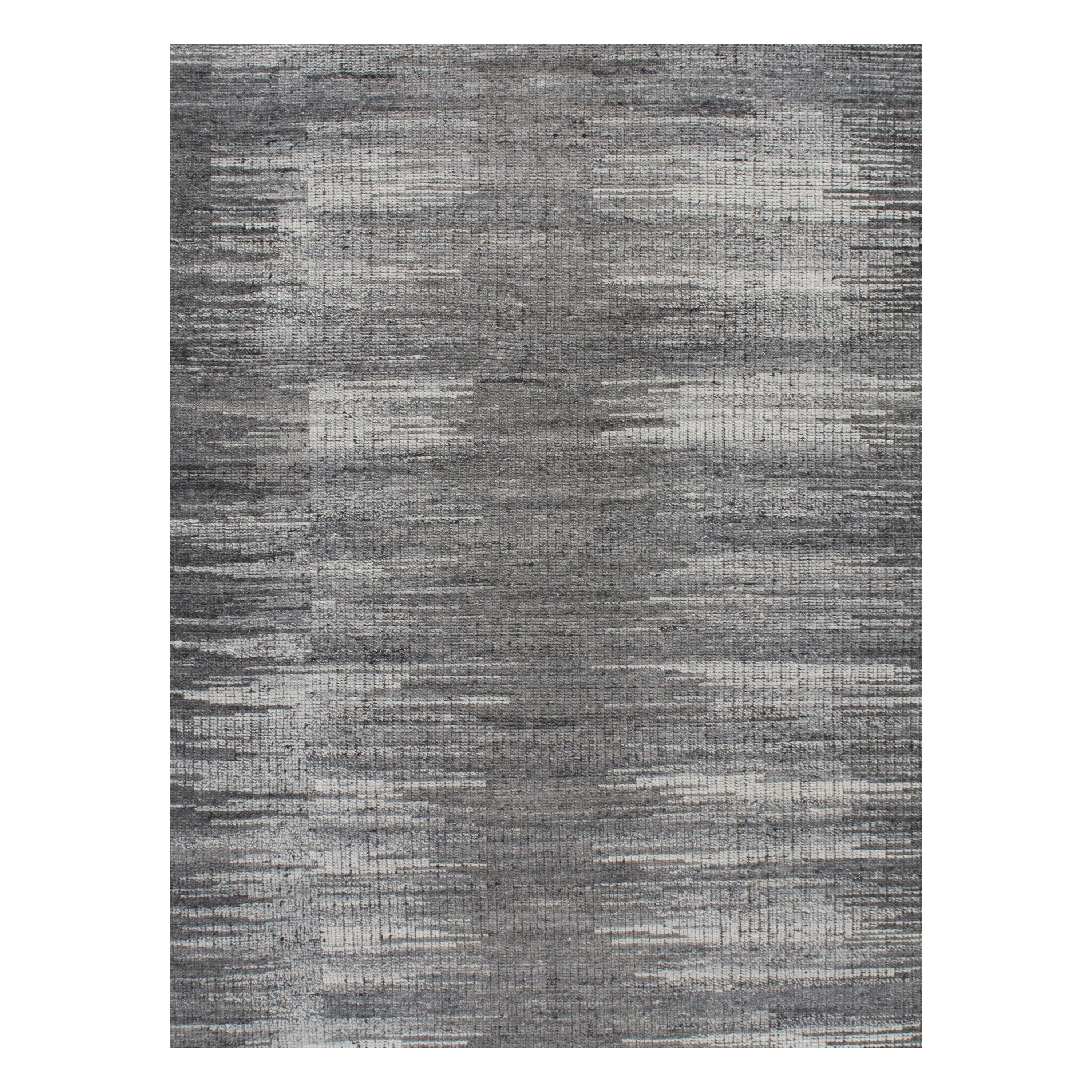 Tappeto in lana intrecciata a mano Ikat Design Grigio-Carbone, 12'2 x 14'10