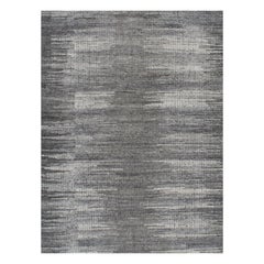 Ikat Design Gray-Charcoal Hand Woven Wool Rug, 12'2 x 14'10