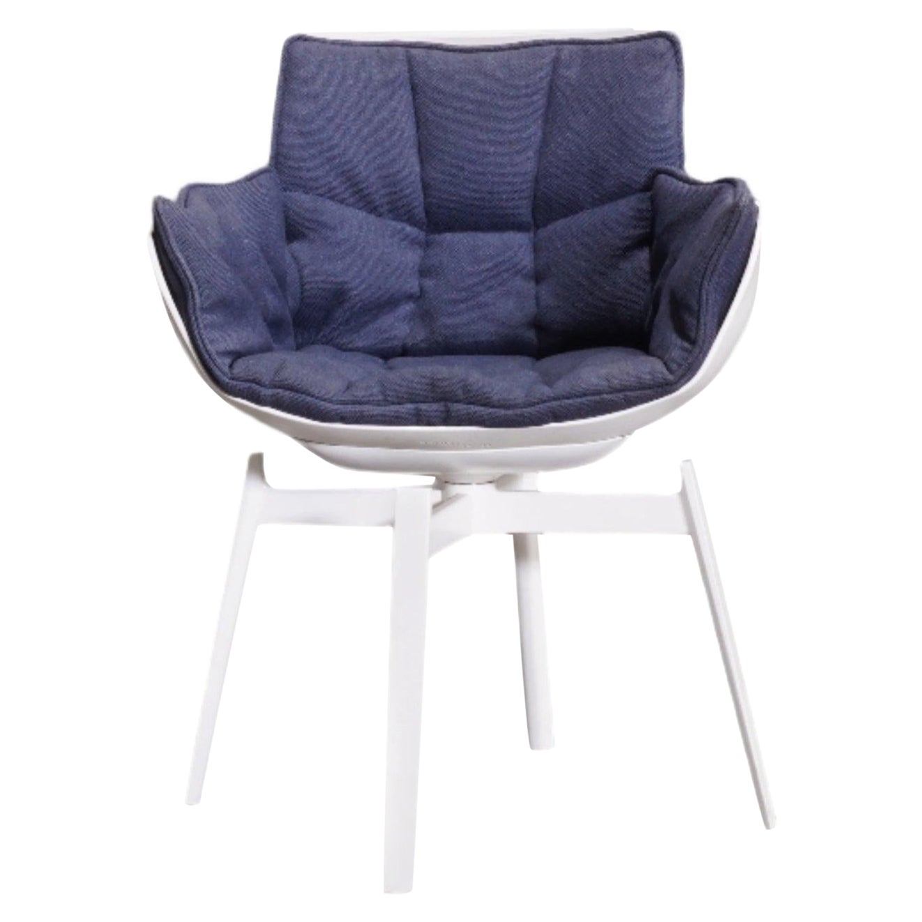 B&B Italia White Swivel Husk Chair by Patricia Urquiola