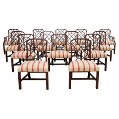 Set of Fourteen George III Style Chinese Chippendale Cockpen Chairs
