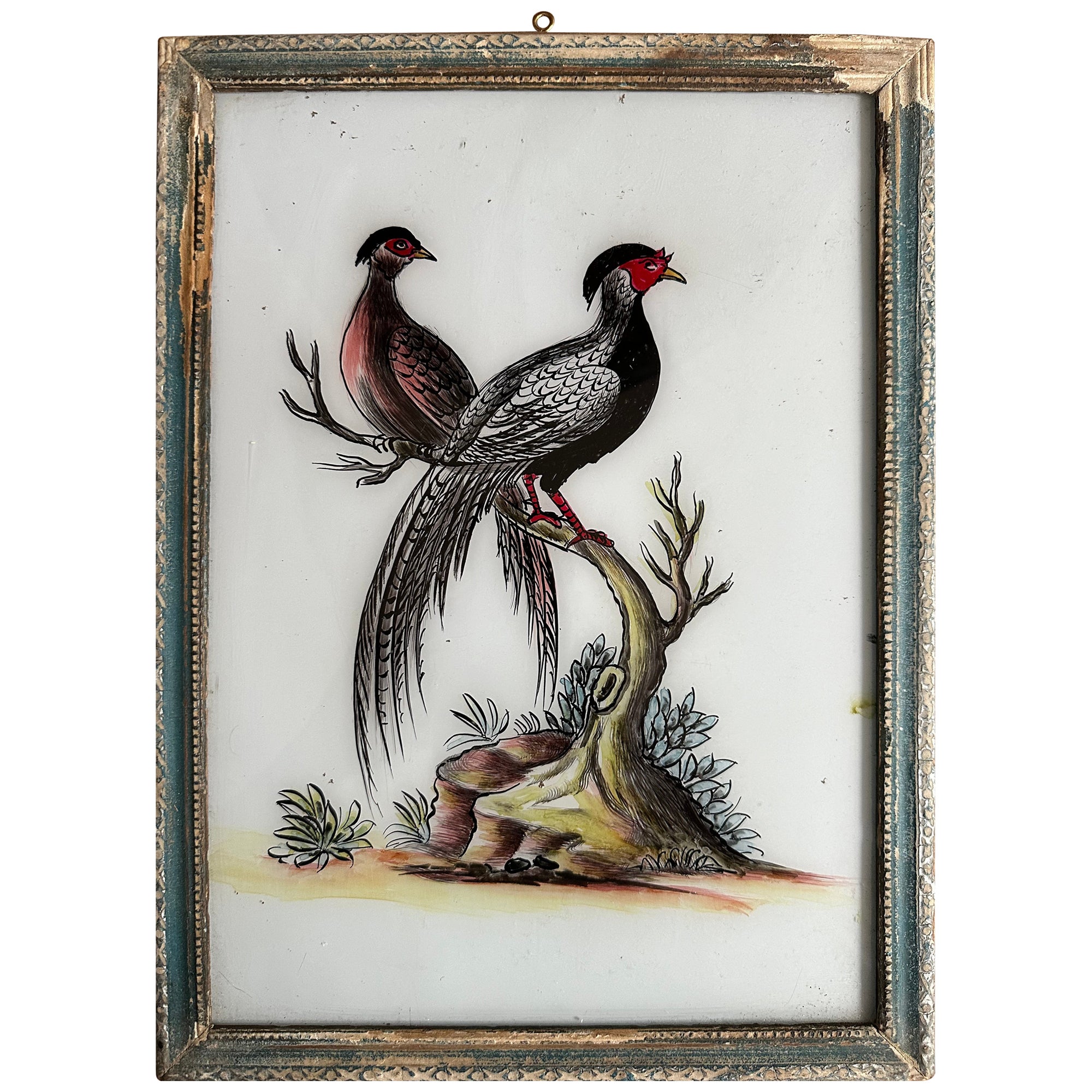 "19th-Century Pheasant Pair: Elegant Ornithological Artwork"