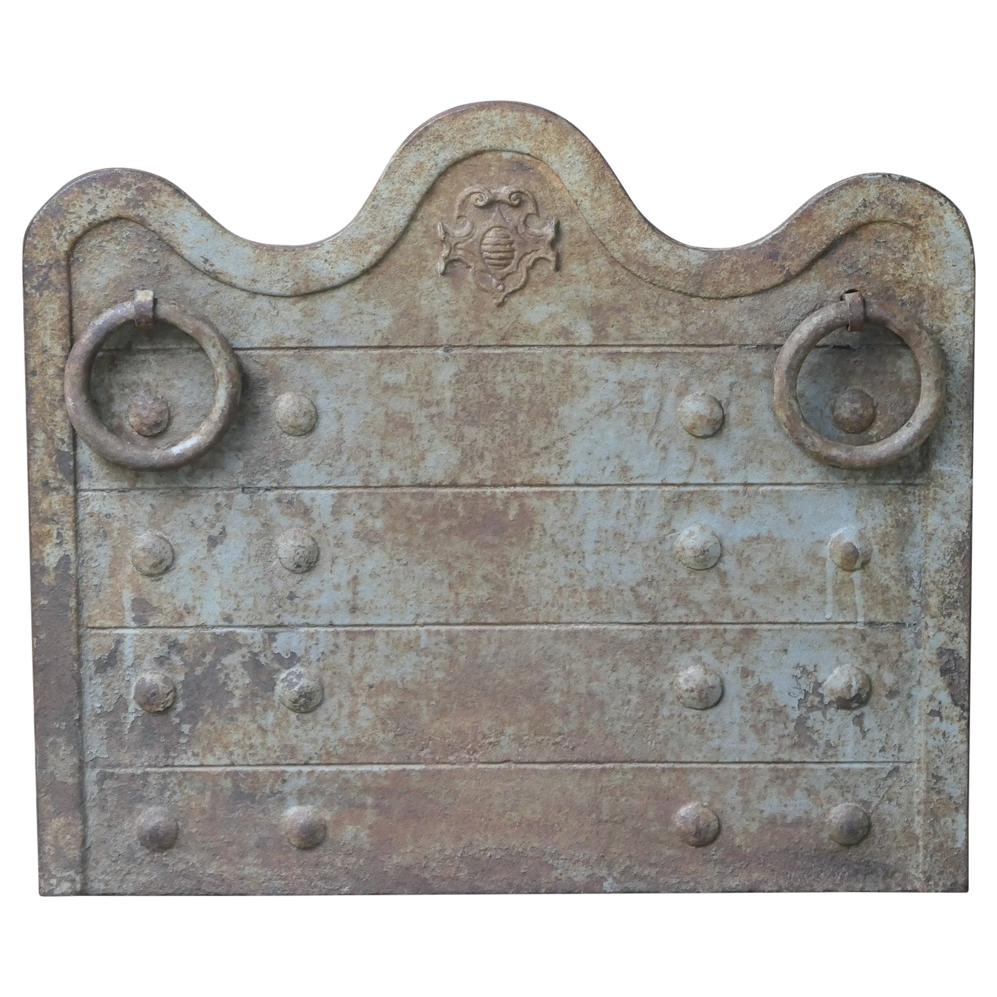 Plaque de cheminée / dosseret "armoiries" Louis XV du XVIIIe siècle
