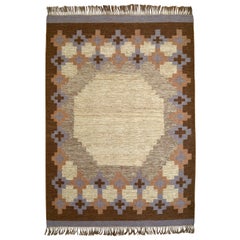 Large Swedish flat weave Rölakan kilim carpet, 1970s