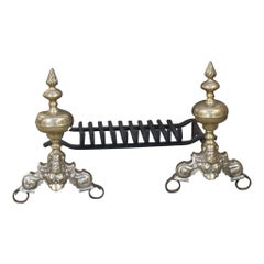 Antique French Louis XIV Period Fireplace Grate, 17th Century