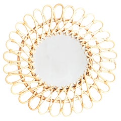 Miroir Modernity Sunburst Bambou Rattan Handcraft, circa 1960
