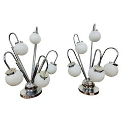 Mid-Century Modern Sputnik Style Chrome Table Lamps - Set of 2
